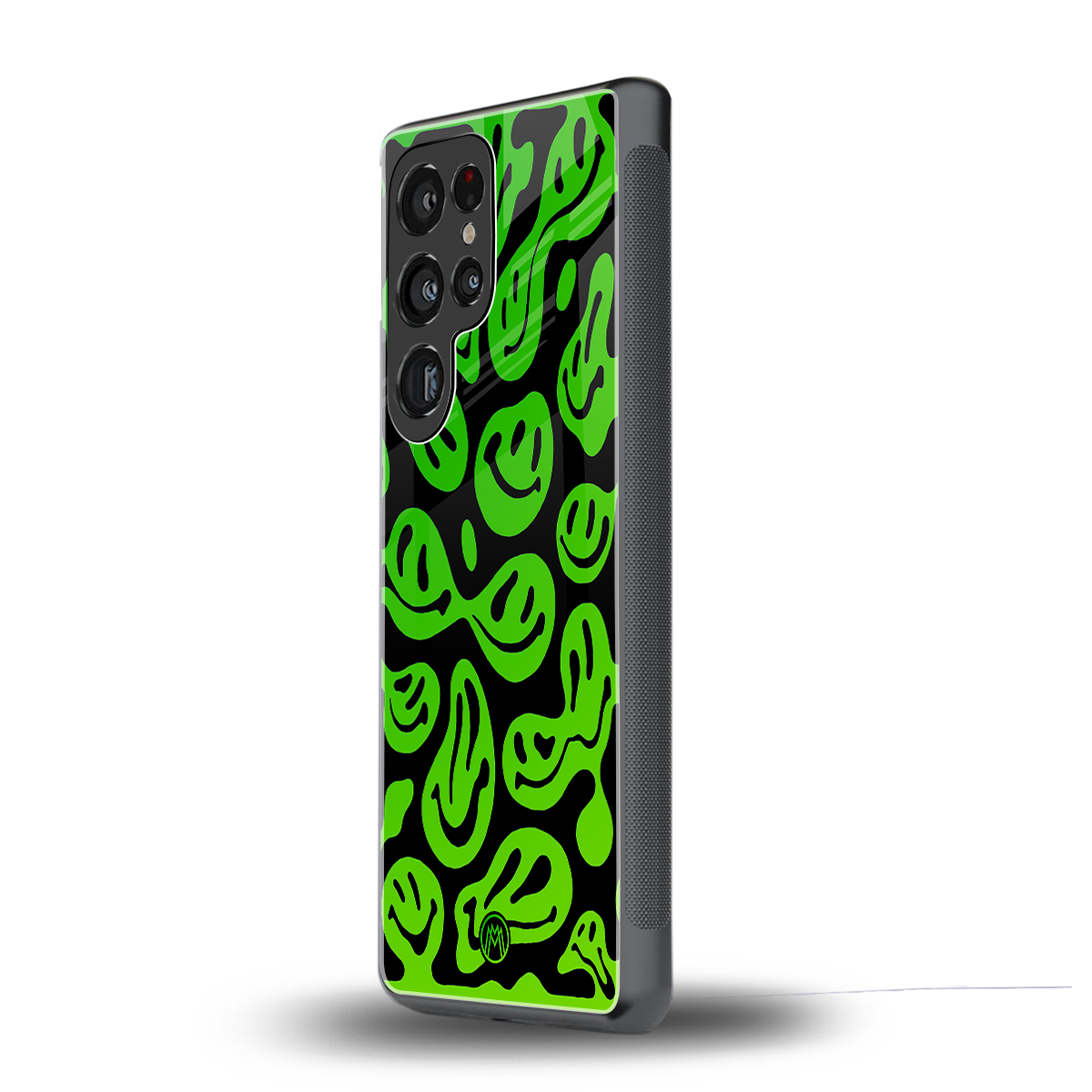 acid smiles neon green back phone cover | glass case for samsung galaxy s25 ultra