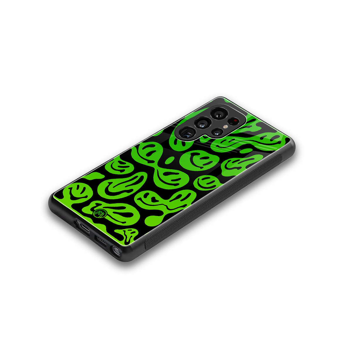 acid smiles neon green back phone cover | glass case for samsung galaxy s25 ultra