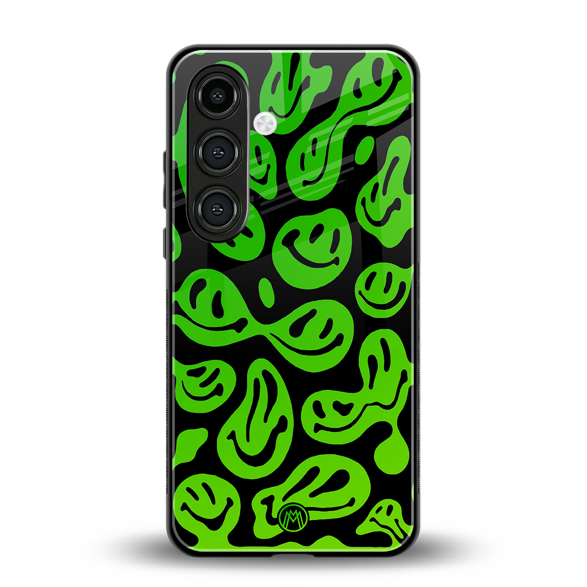 acid smiles neon green back phone cover | glass case for samsung galaxy s24 fe