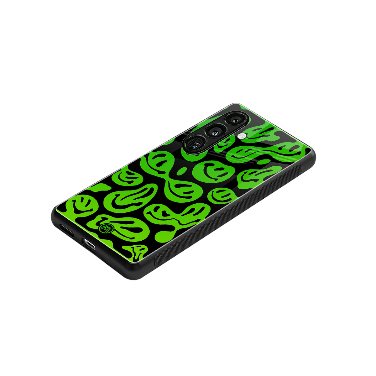 acid smiles neon green back phone cover | glass case for samsung galaxy s24 fe