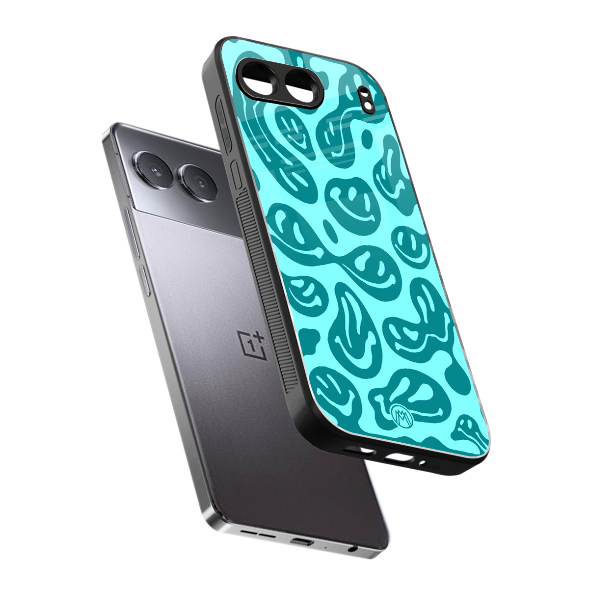 acid smiles turquoise edition back phone cover | glass case for oneplus nord 4