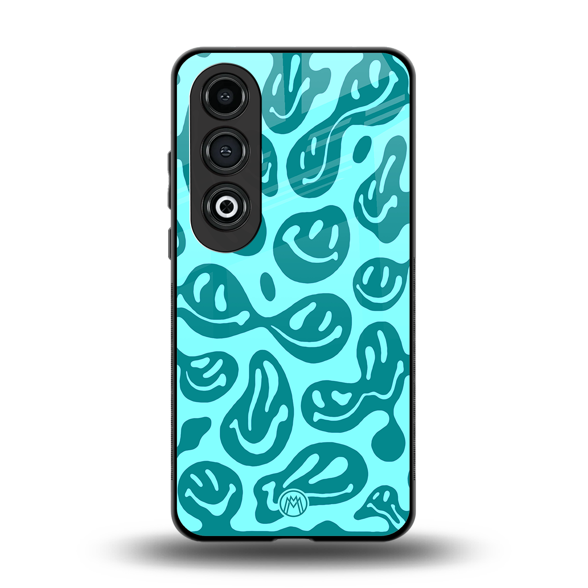 acid smiles turquoise edition back phone cover | glass case for oneplus nord ce 4