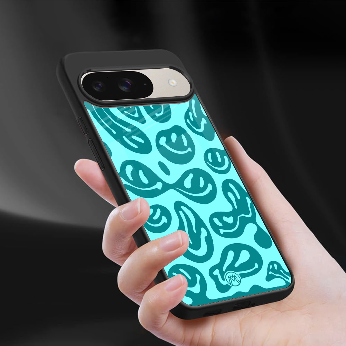 acid smiles turquoise edition back phone cover | glass case for google pixel 9