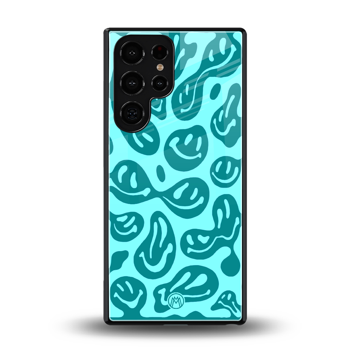 acid smiles turquoise edition back phone cover | glass case for samsung galaxy s25 ultra