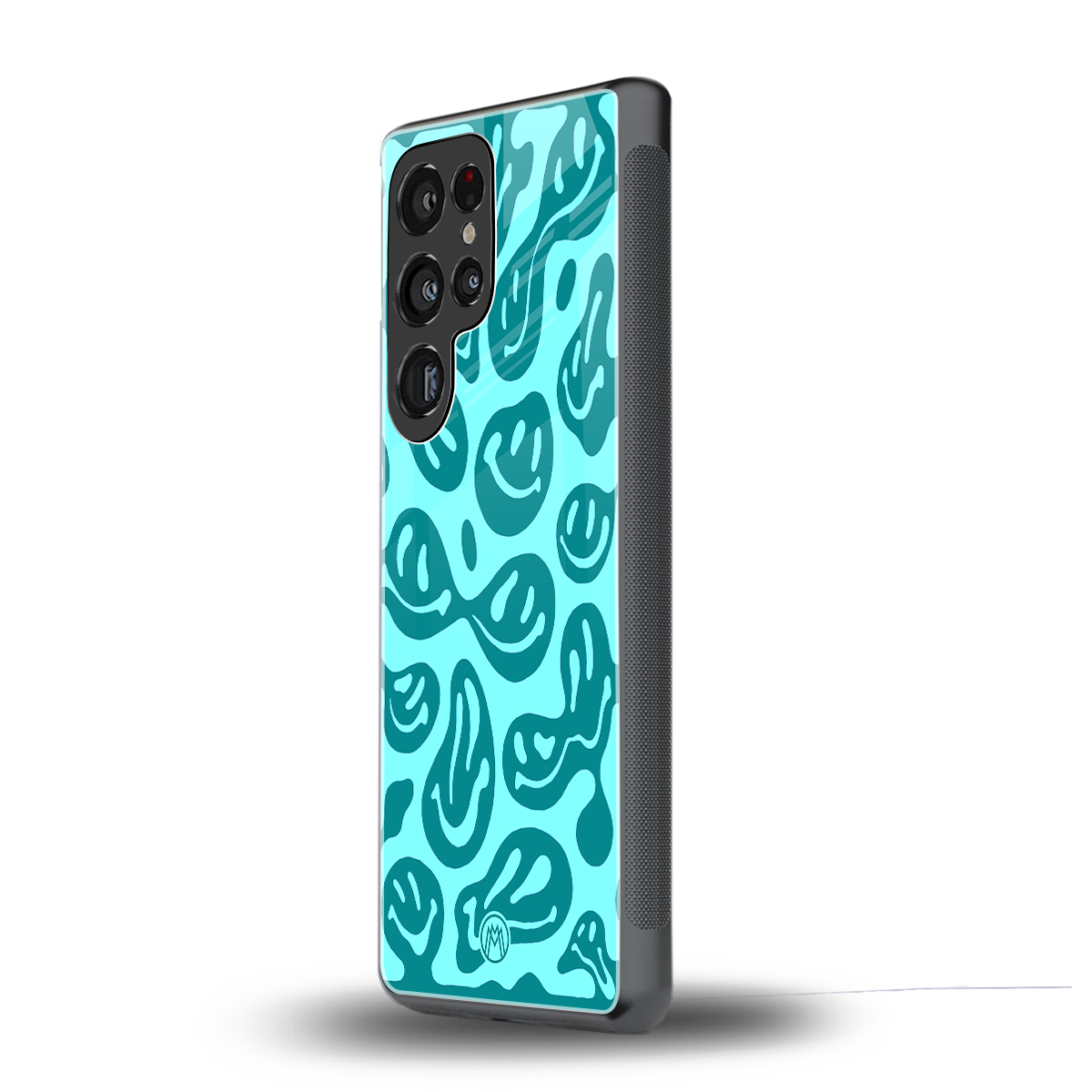 acid smiles turquoise edition back phone cover | glass case for samsung galaxy s25 ultra