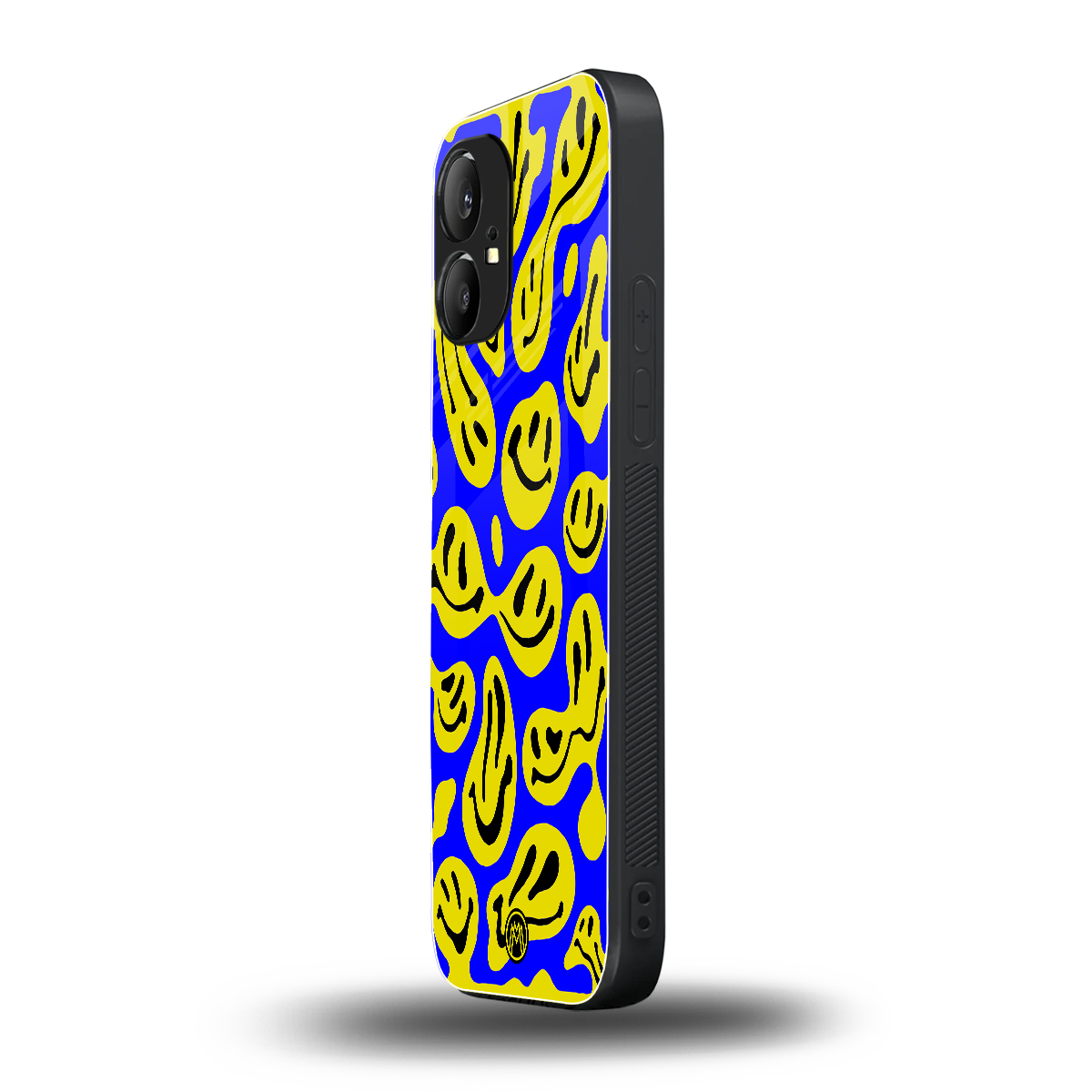 acid smiles yellow blue back phone cover | glass case for nothing phone 1