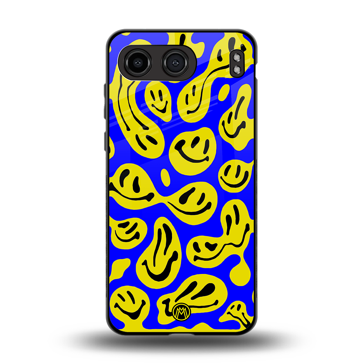 acid smiles yellow blue back phone cover | glass case for oneplus nord 4