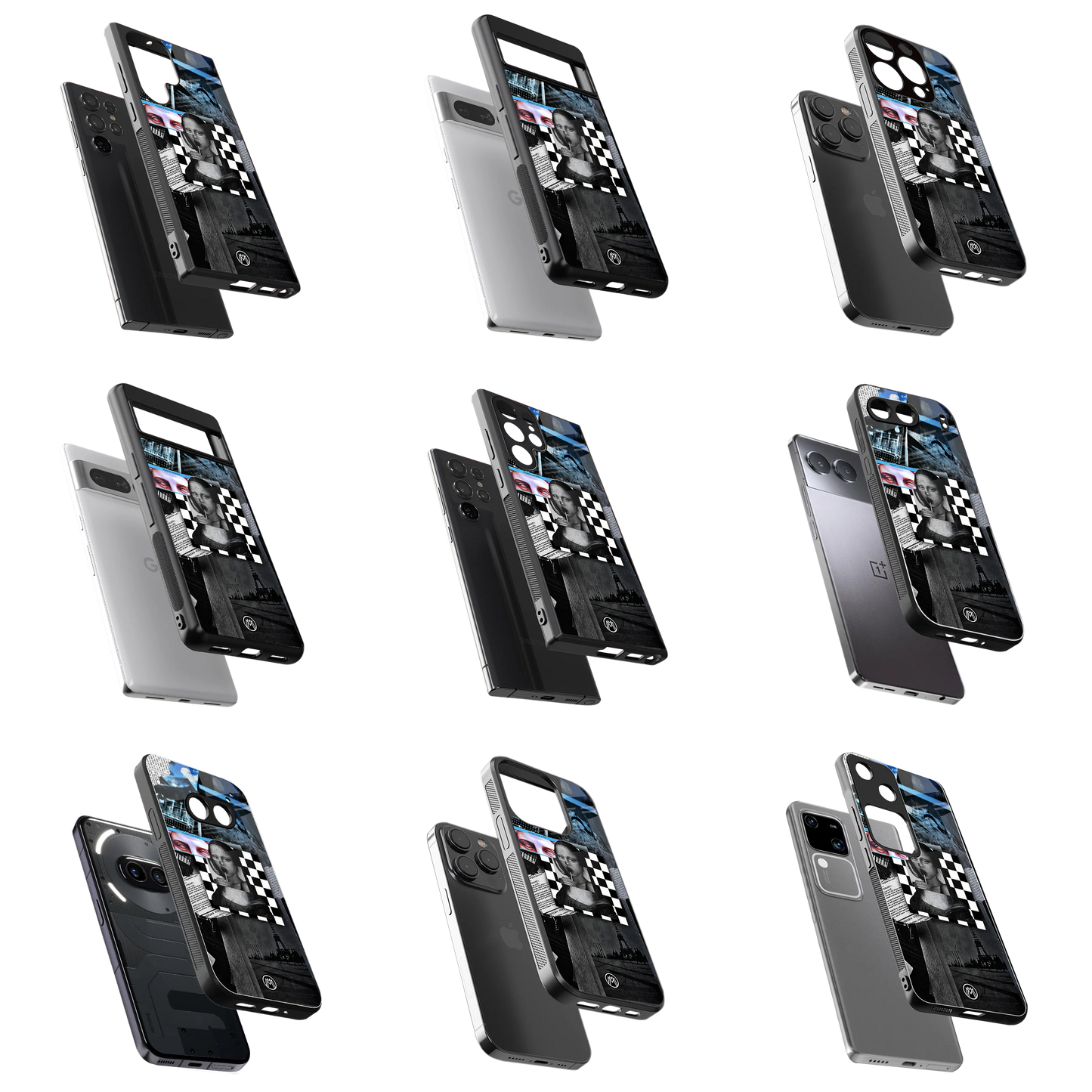 Durable Glass Back Mobile Case for iPhone, Samsung, OnePlus, Google Pixel, Redmi, Vivo, Oppo