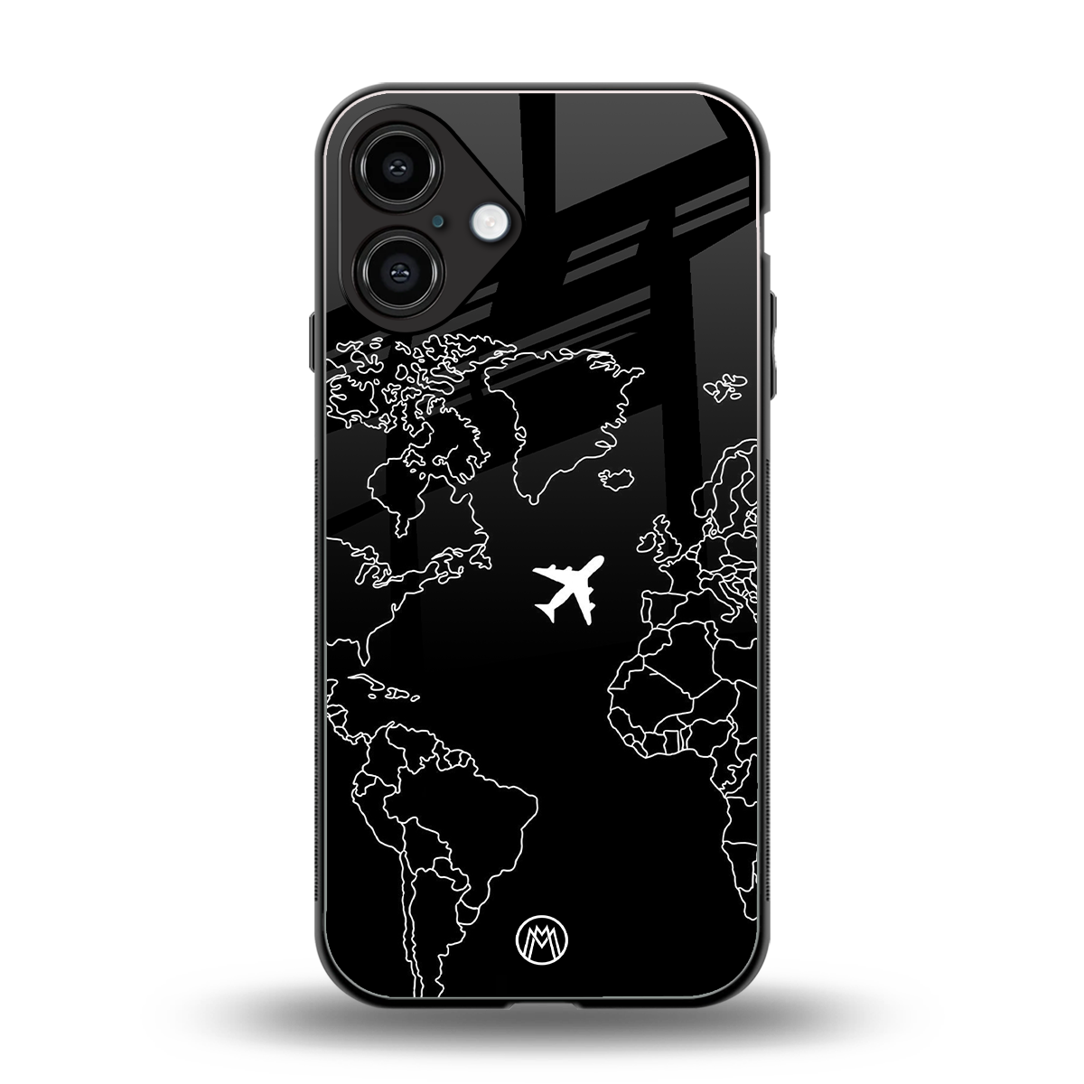 airplane flying wanderlust back phone cover | glass case for iphone 16 plus