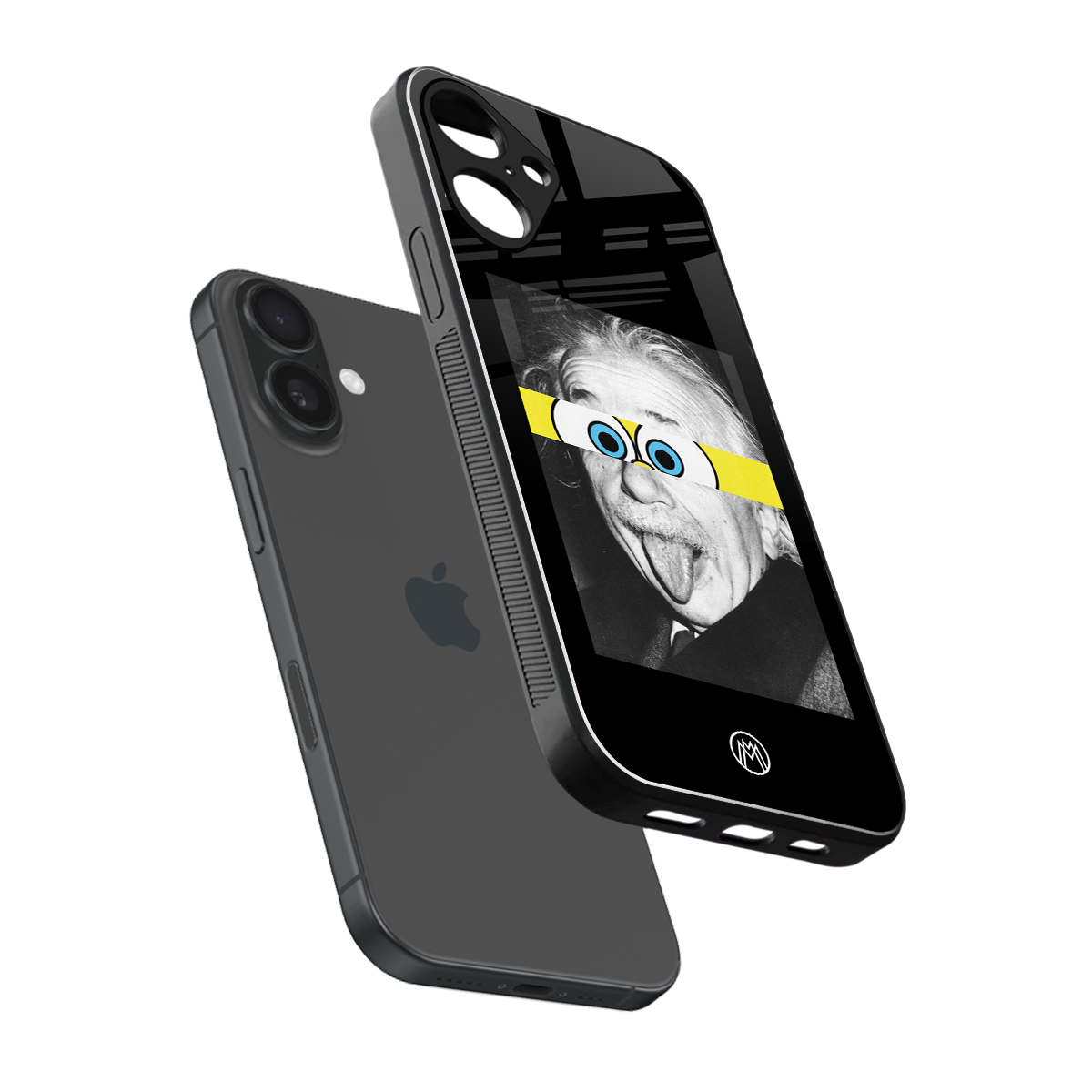 albert einstein spongebob squarepants back phone cover | glass case for iphone 16 plus