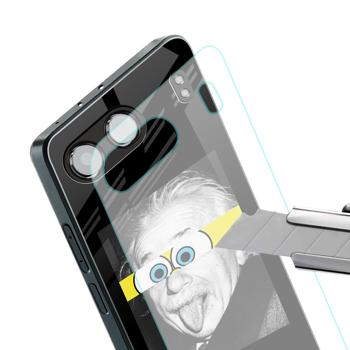 albert einstein spongebob squarepants back phone cover | glass case for oneplus nord 4