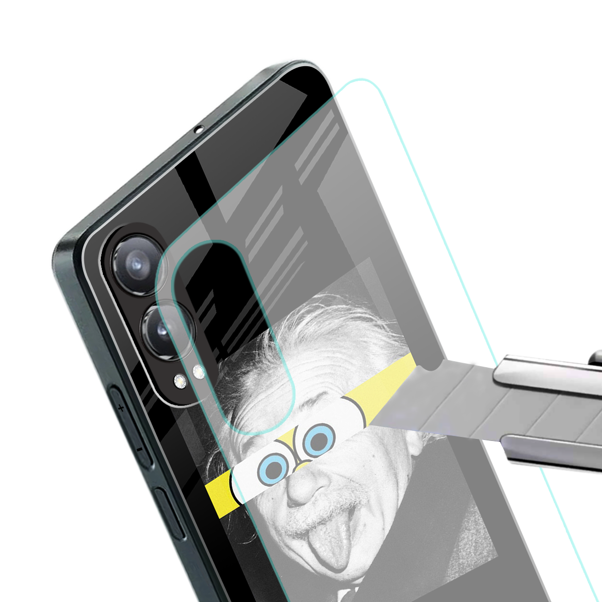 albert einstein spongebob squarepants back phone cover | glass case for oneplus nord ce 4 lite