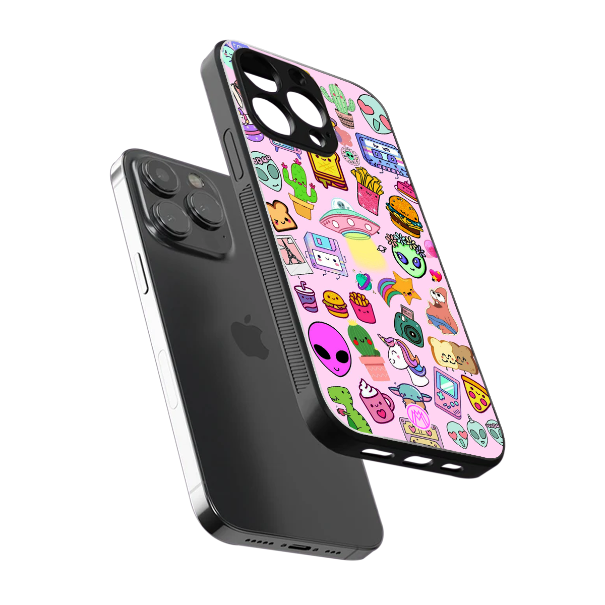 alien stickers studio back phone cover | glass case for iphone 14 pro max