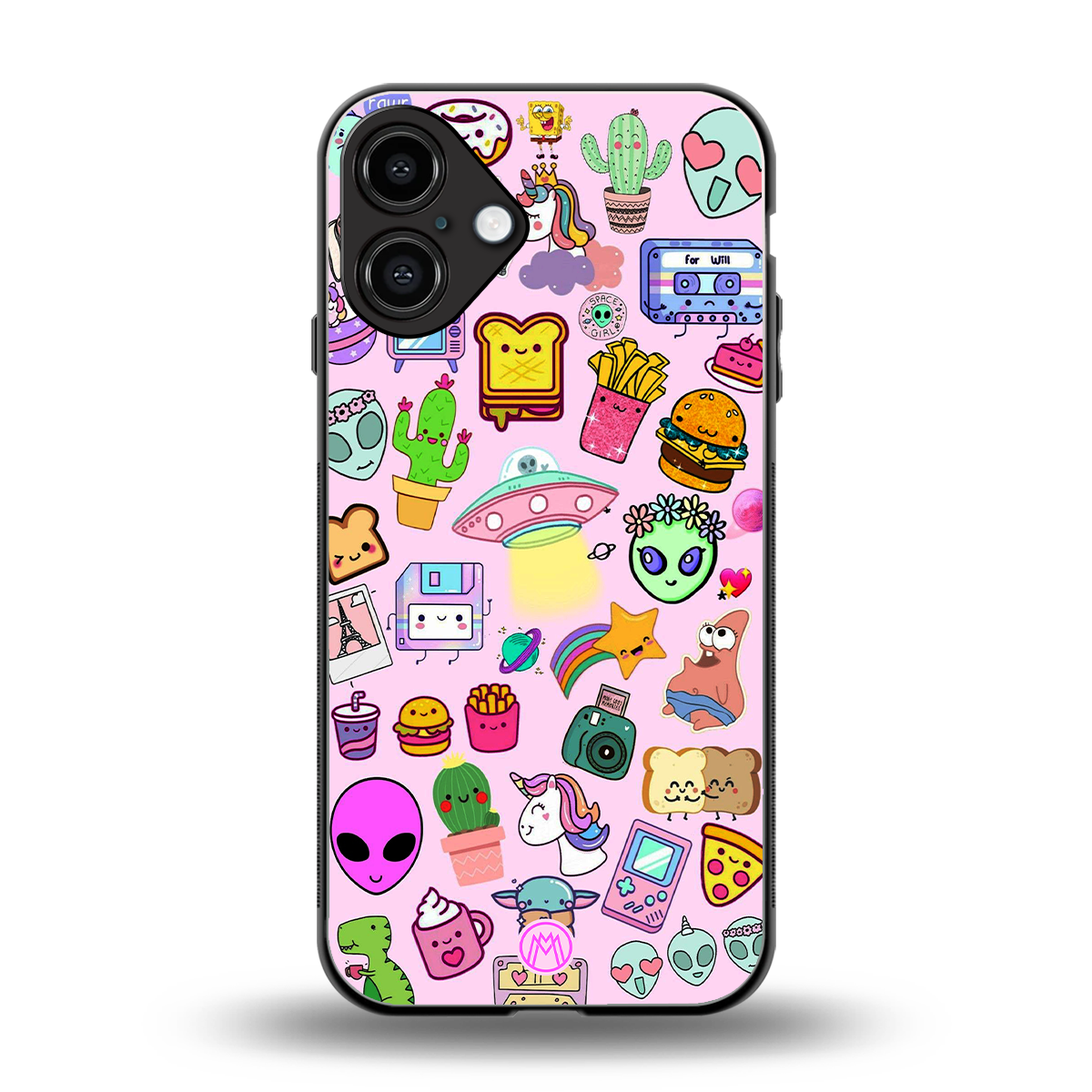 alien stickers studio back phone cover | glass case for iphone 16 plus