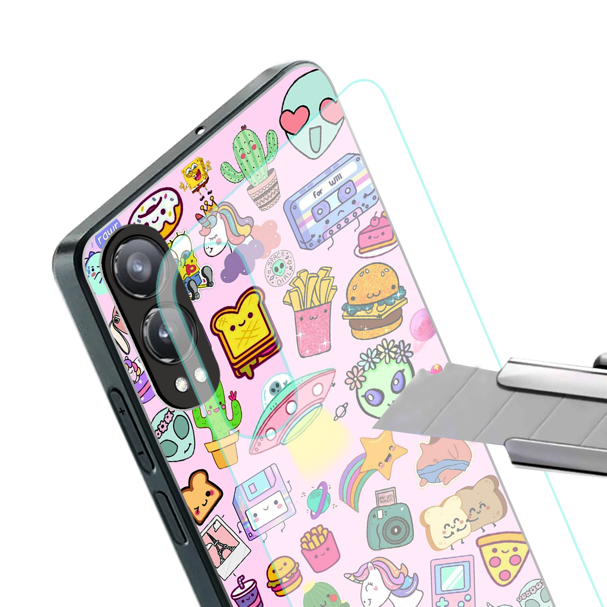 alien stickers studio back phone cover | glass case for oneplus nord ce 4 lite