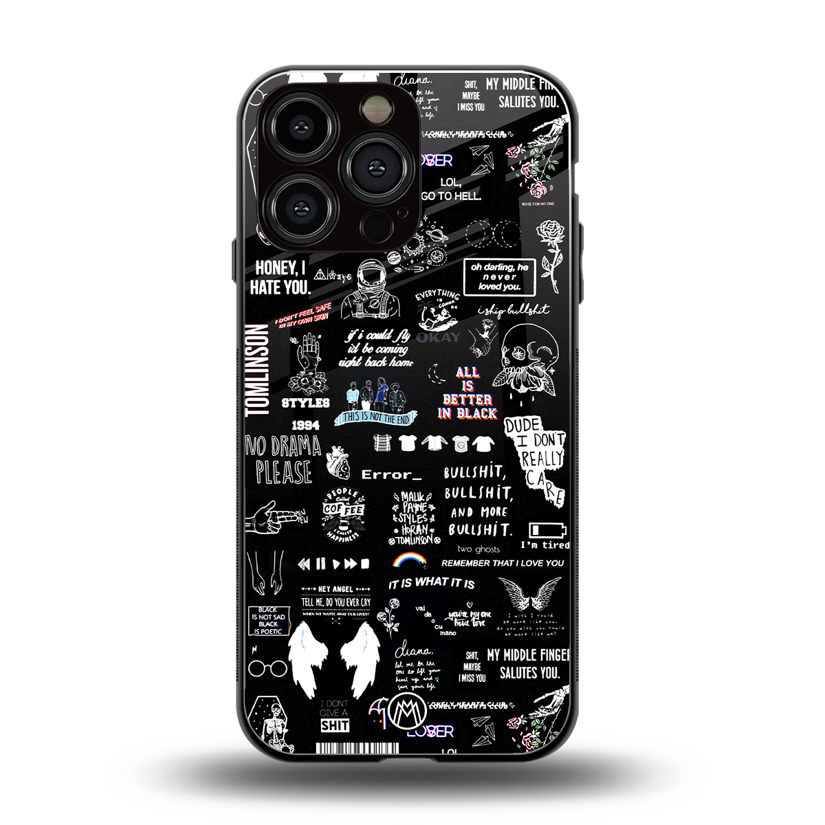 all is better in black back phone cover | glass case for iphone 14 pro max