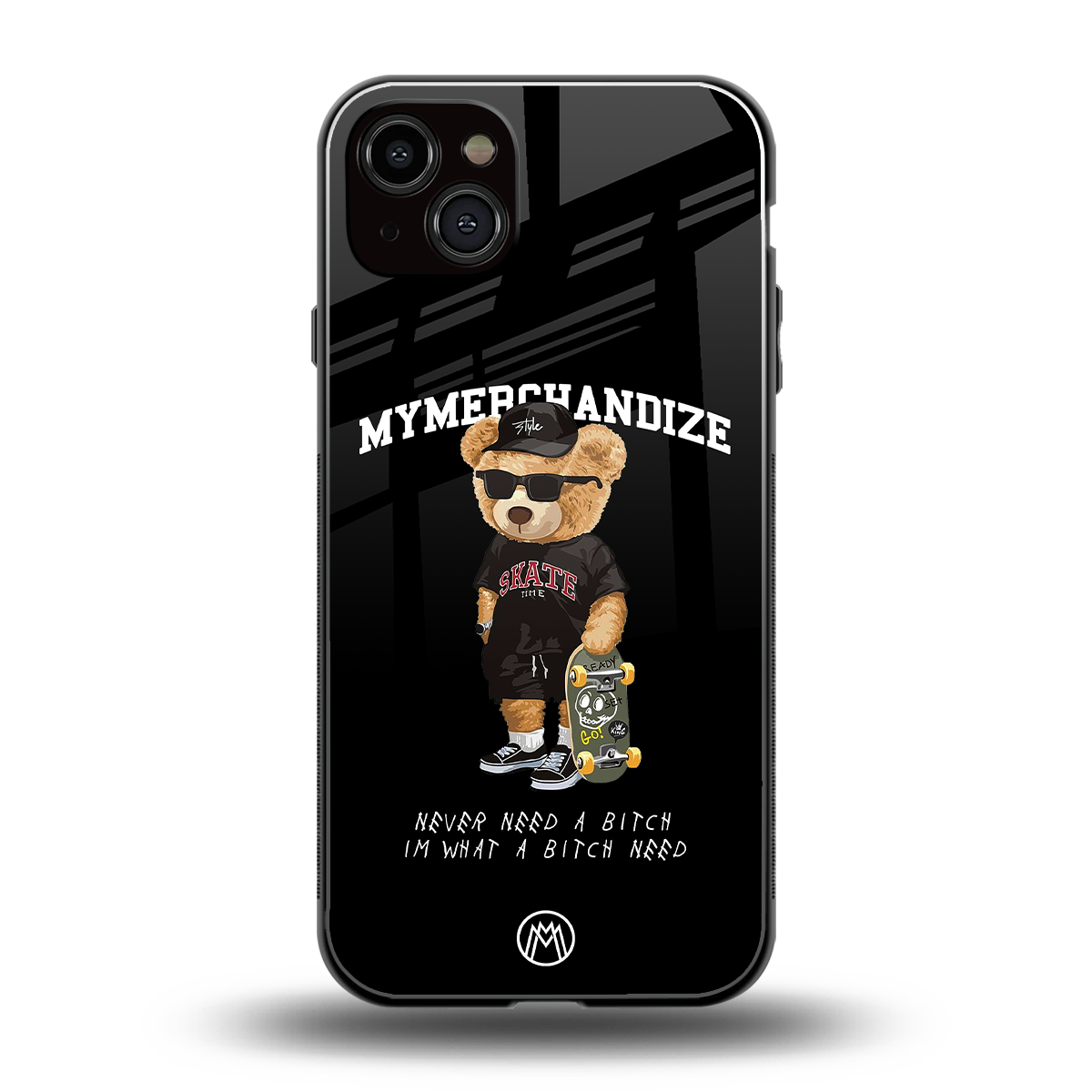 alpha bear back phone cover | glass case for iphone 15 plus