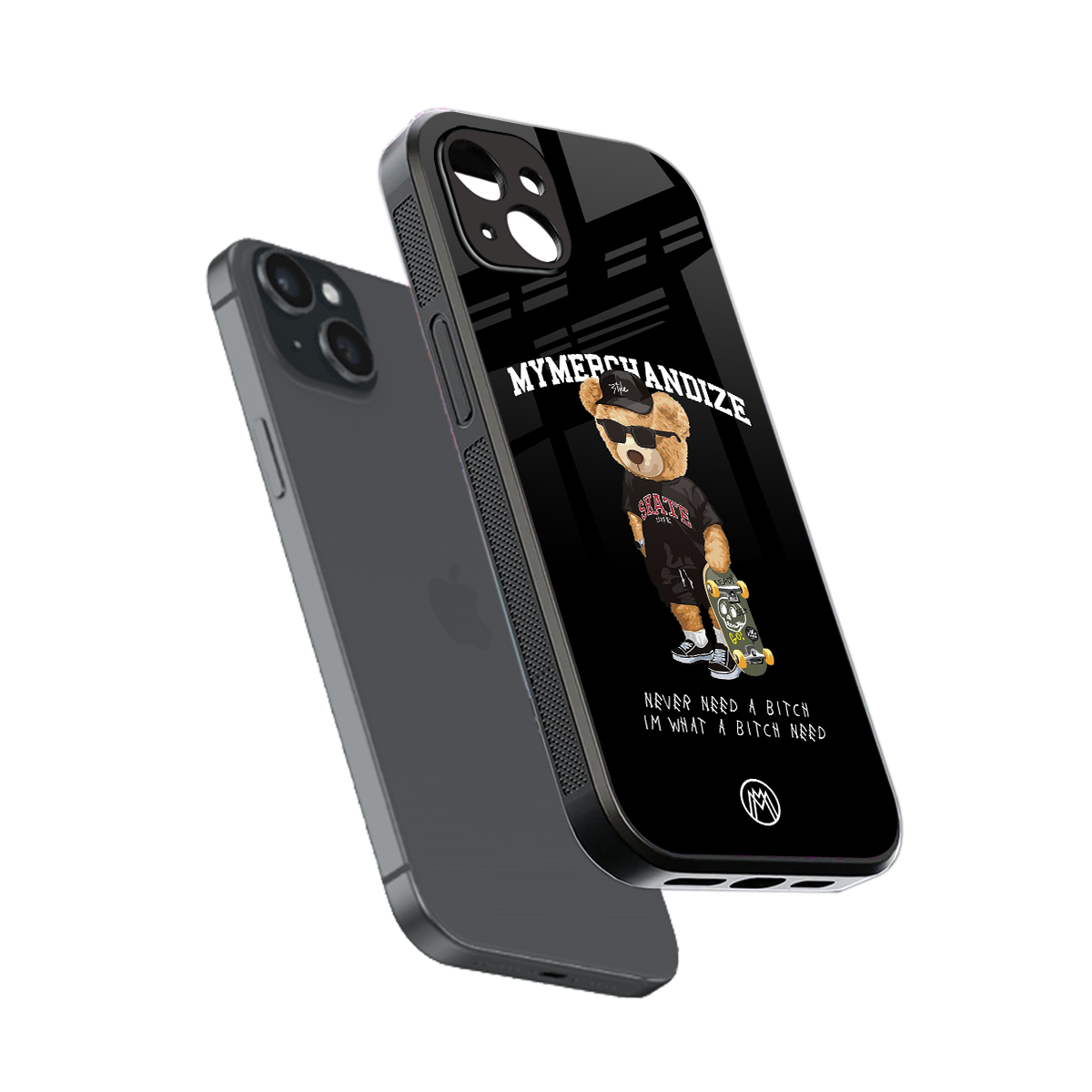 alpha bear back phone cover | glass case for iphone 15 plus