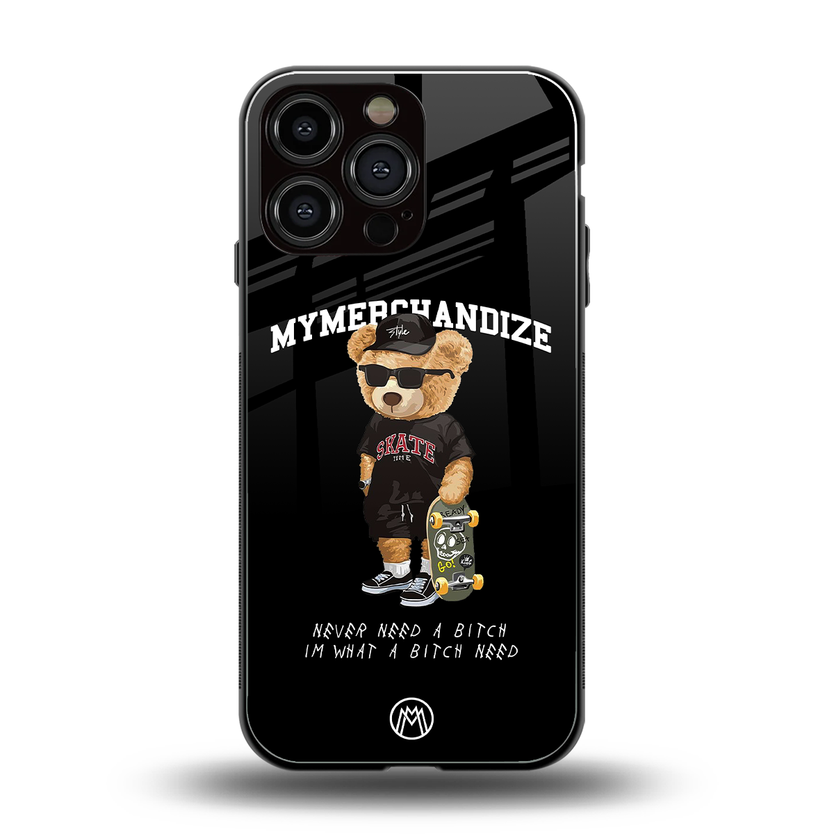 alpha bear back phone cover | glass case for iphone 14 pro max