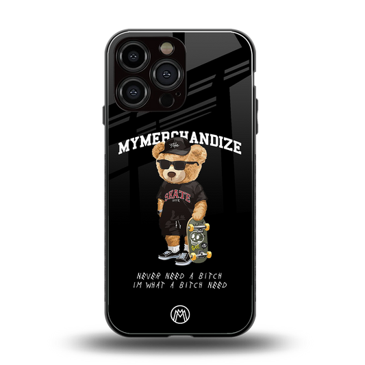 alpha bear back phone cover | glass case for iphone 14 pro max