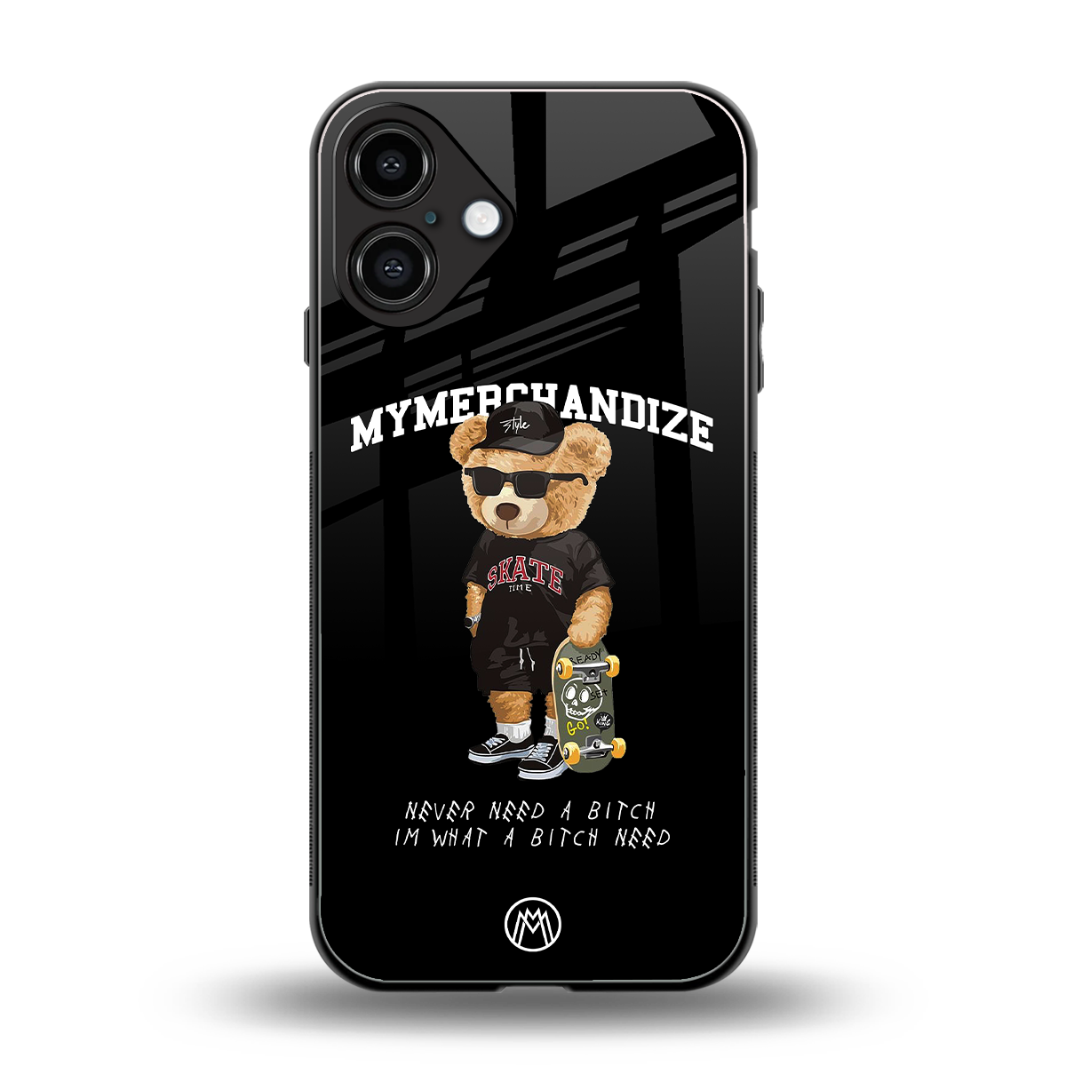 alpha bear back phone cover | glass case for iphone 16 plus