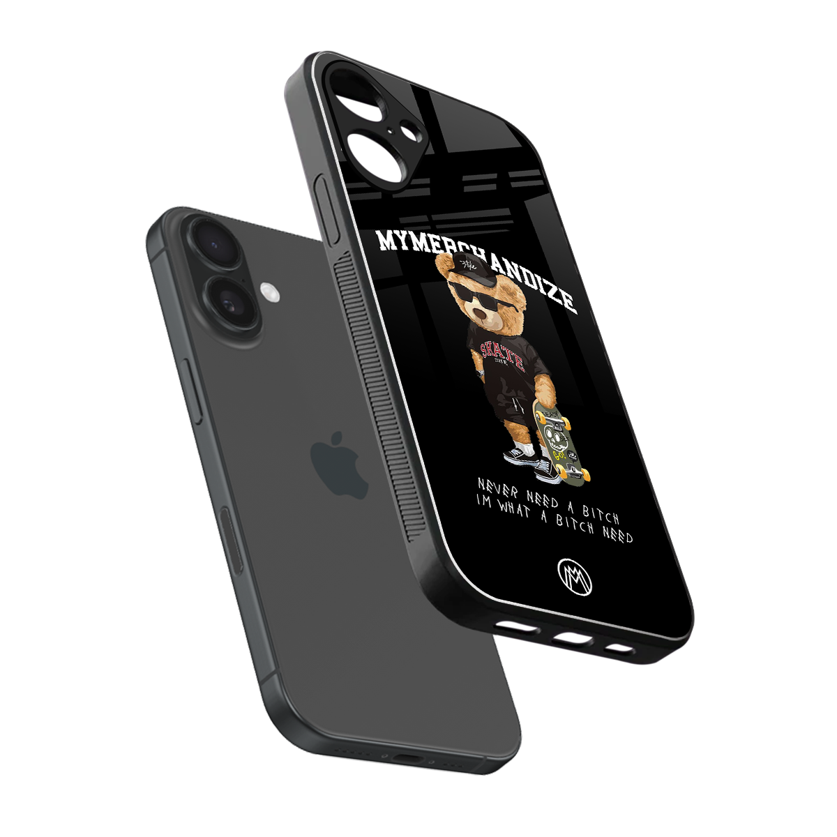 alpha bear back phone cover | glass case for iphone 16 plus
