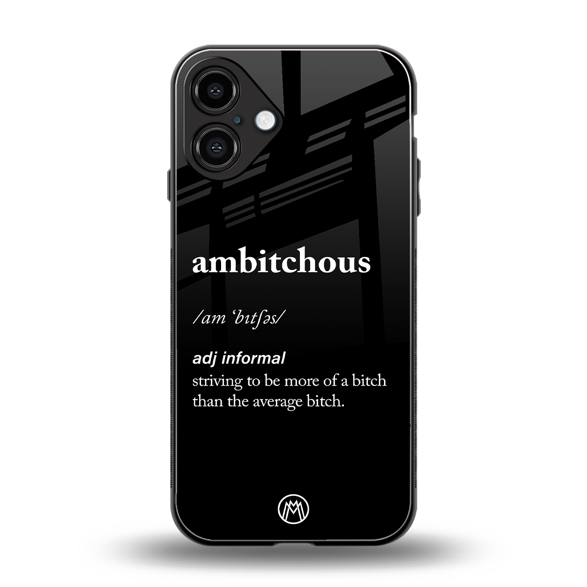 ambitchous back phone cover | glass case for iphone 16 plus