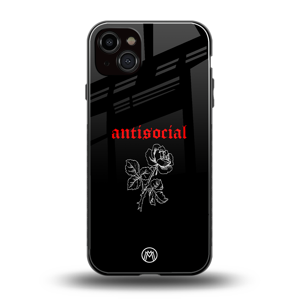 anti social black back phone cover | glass case for iphone 15 plus
