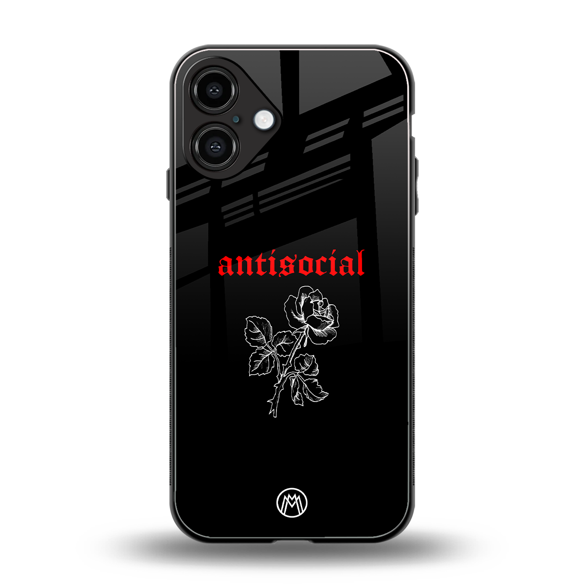 anti social black back phone cover | glass case for iphone 16 plus