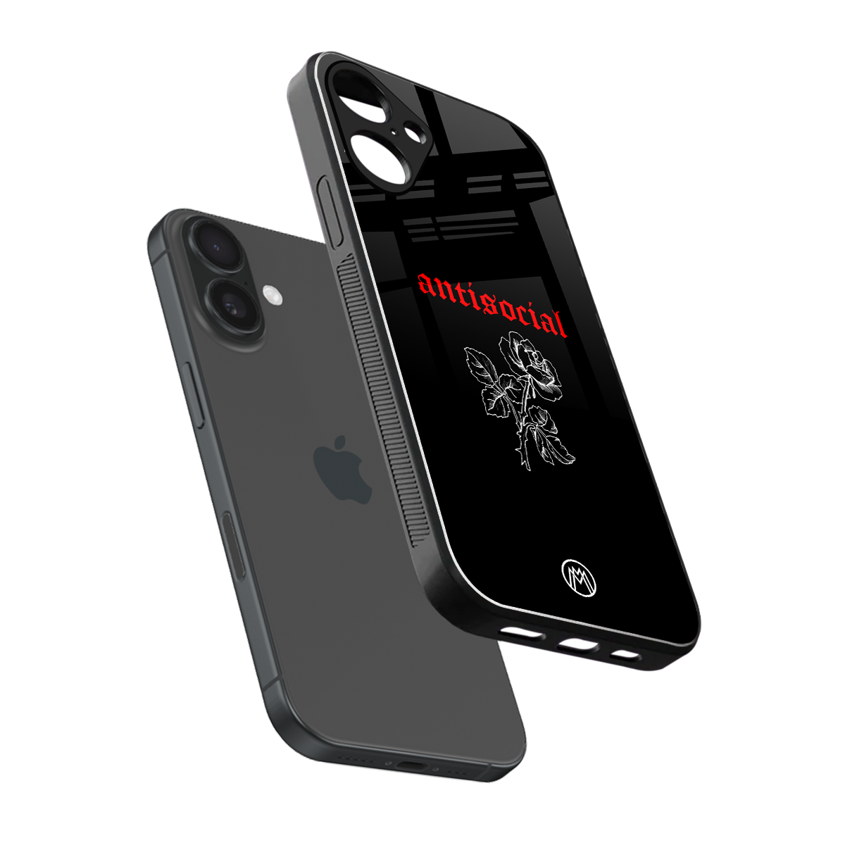 anti social black back phone cover | glass case for iphone 16 plus
