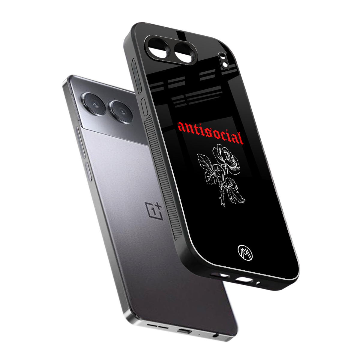 anti social black back phone cover | glass case for oneplus nord 4