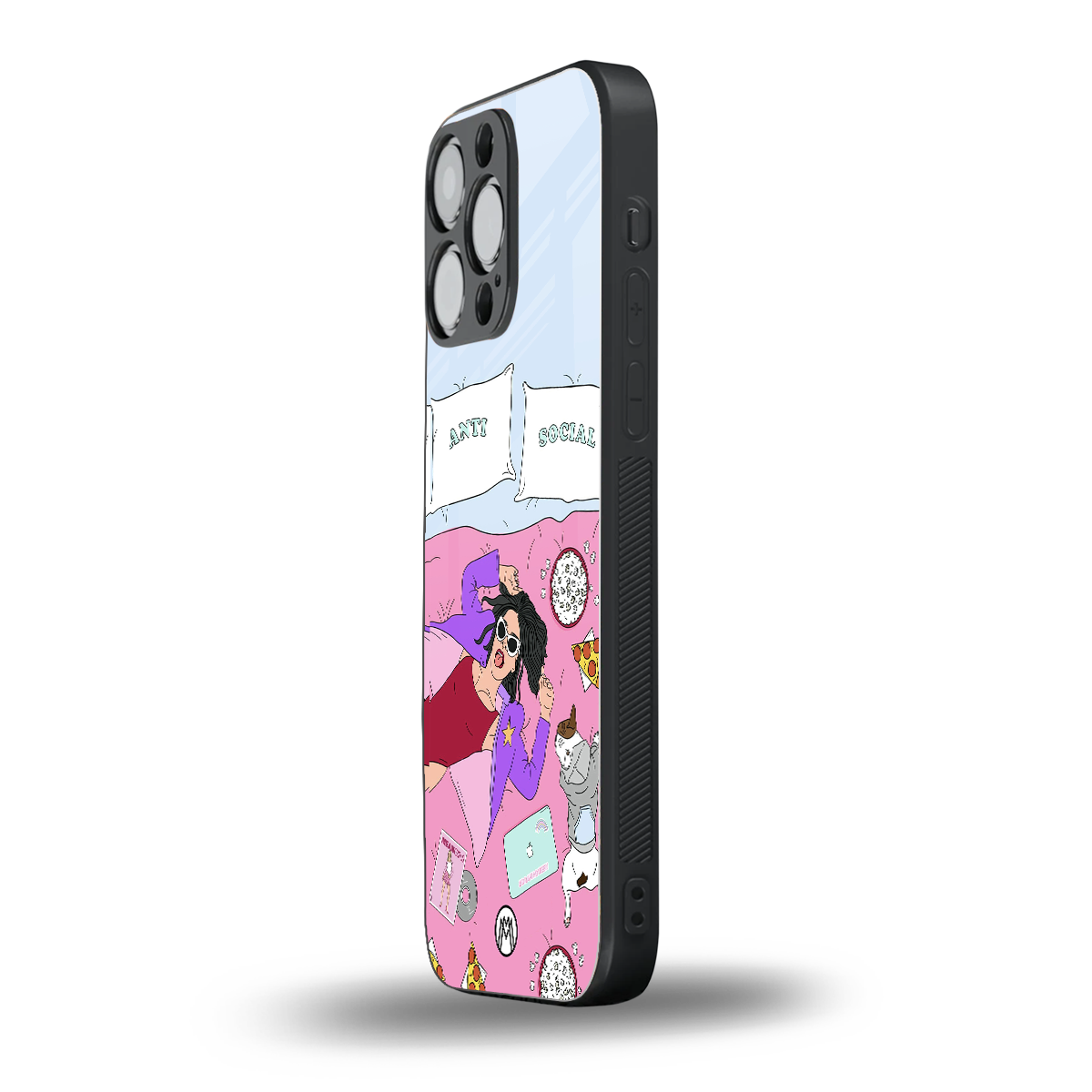 anti social chick girl back phone cover | glass case for iphone 14 pro max