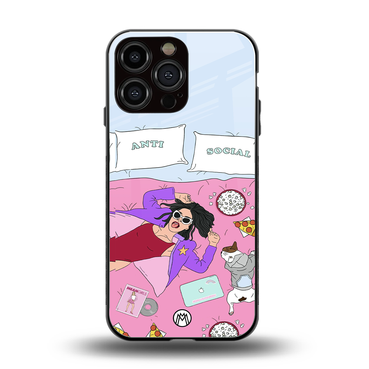 anti social chick girl back phone cover | glass case for iphone 16 pro max