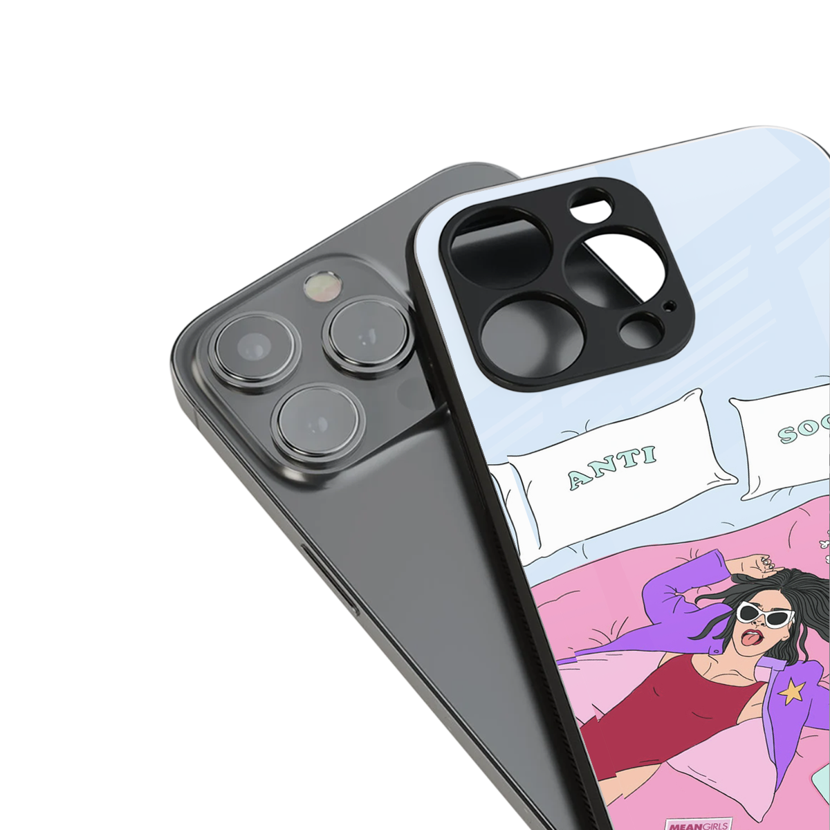 anti social chick girl back phone cover | glass case for iphone 16 pro max