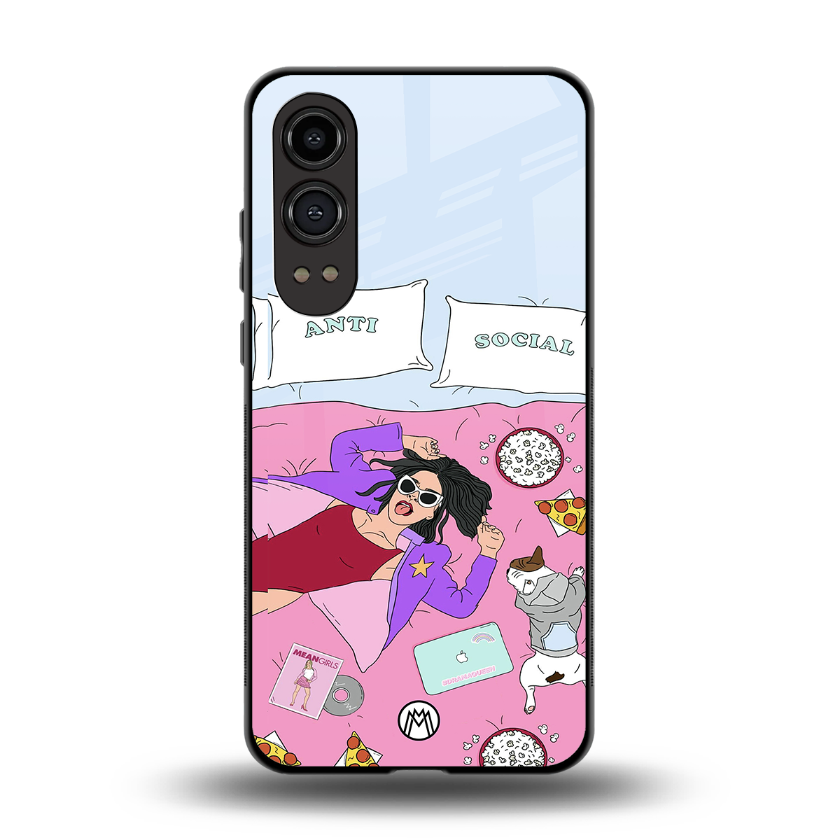 anti social chick girl back phone cover | glass case for oneplus nord ce 4 lite