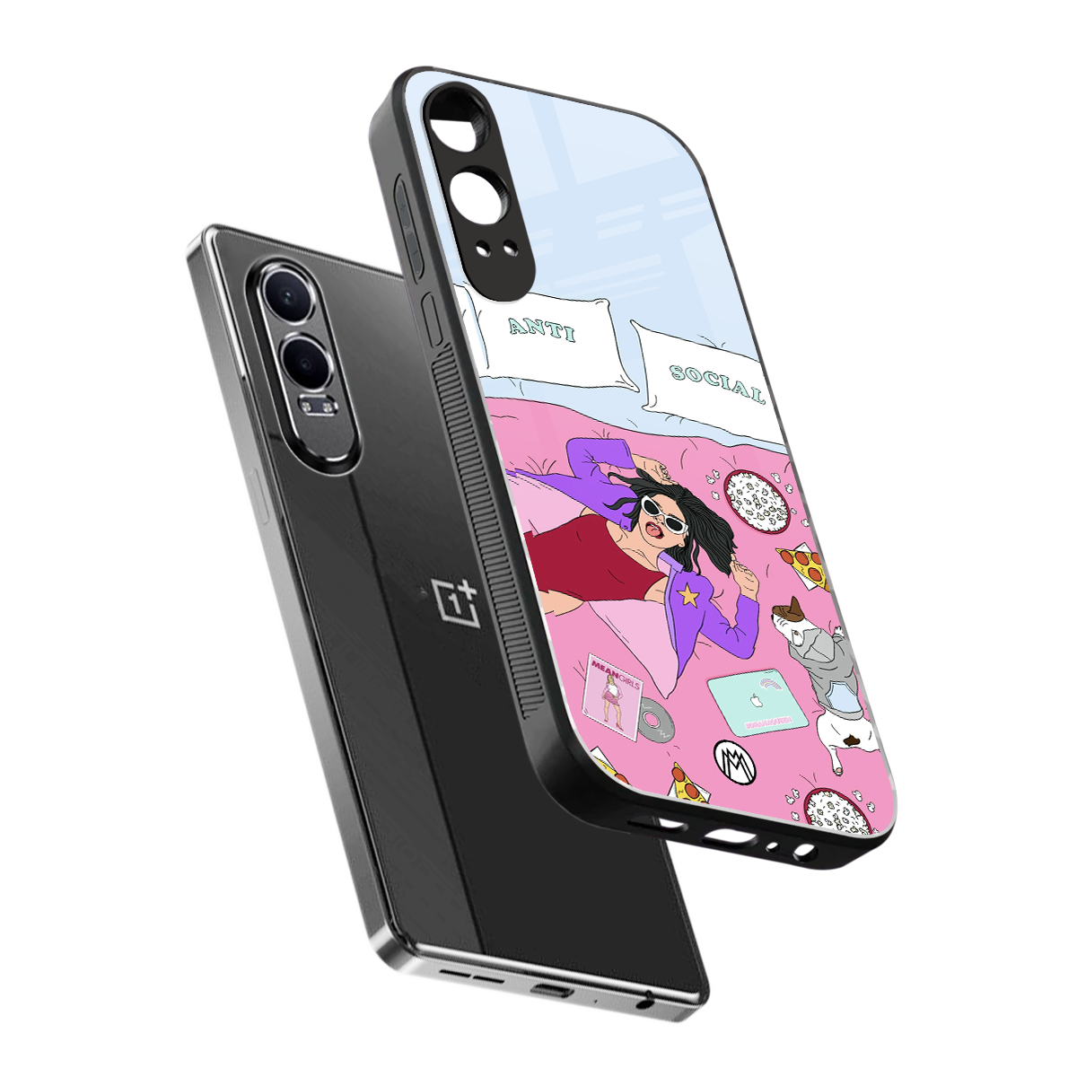 anti social chick girl back phone cover | glass case for oneplus nord ce 4 lite