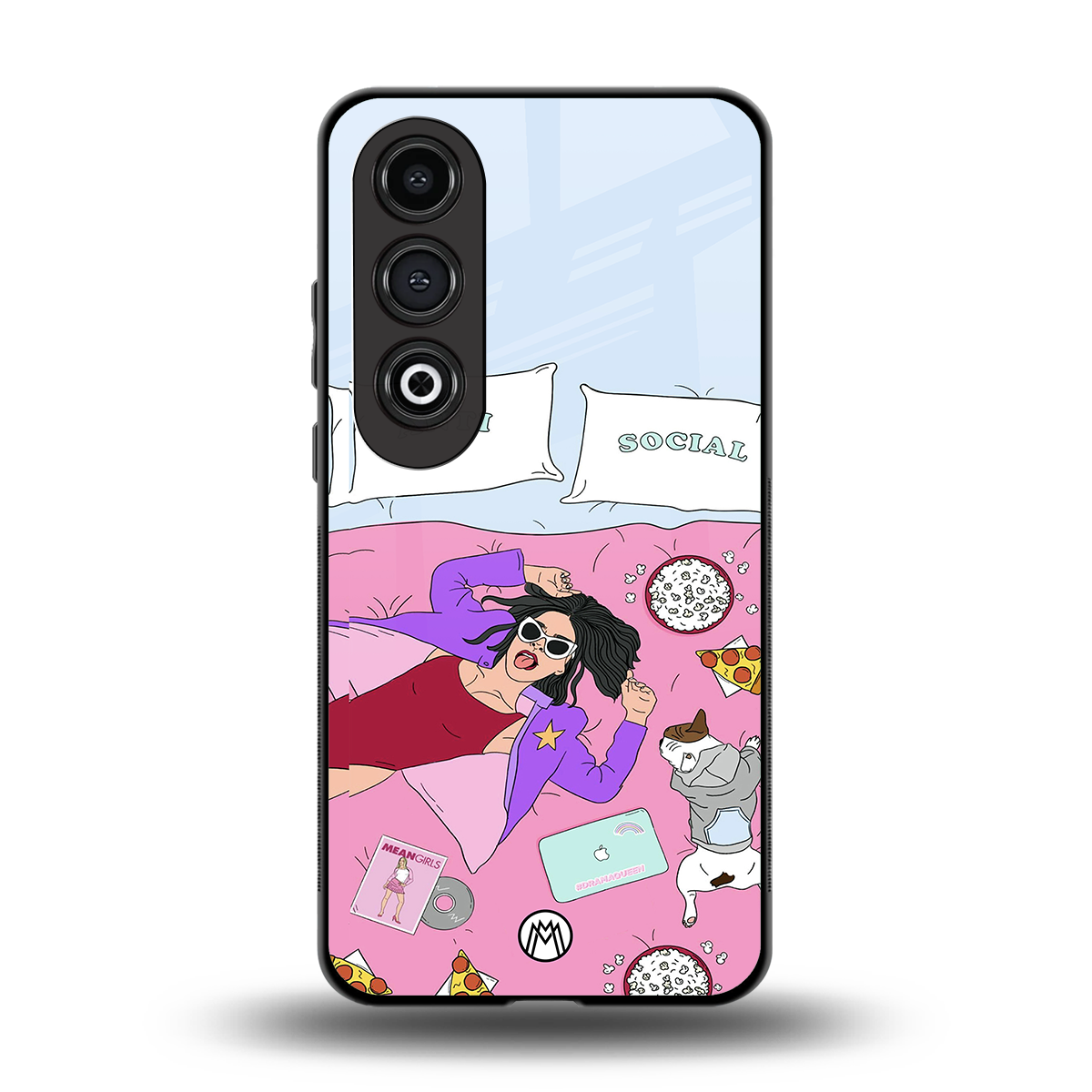 anti social chick girl back phone cover | glass case for oneplus nord ce 4
