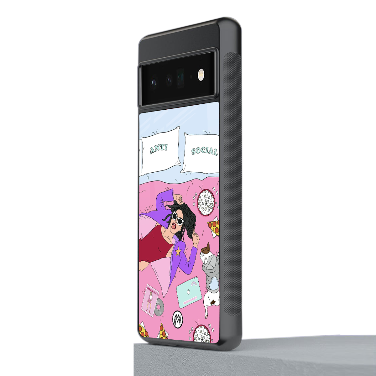 anti social chick girl back phone cover | glass case for google pixel 6 pro