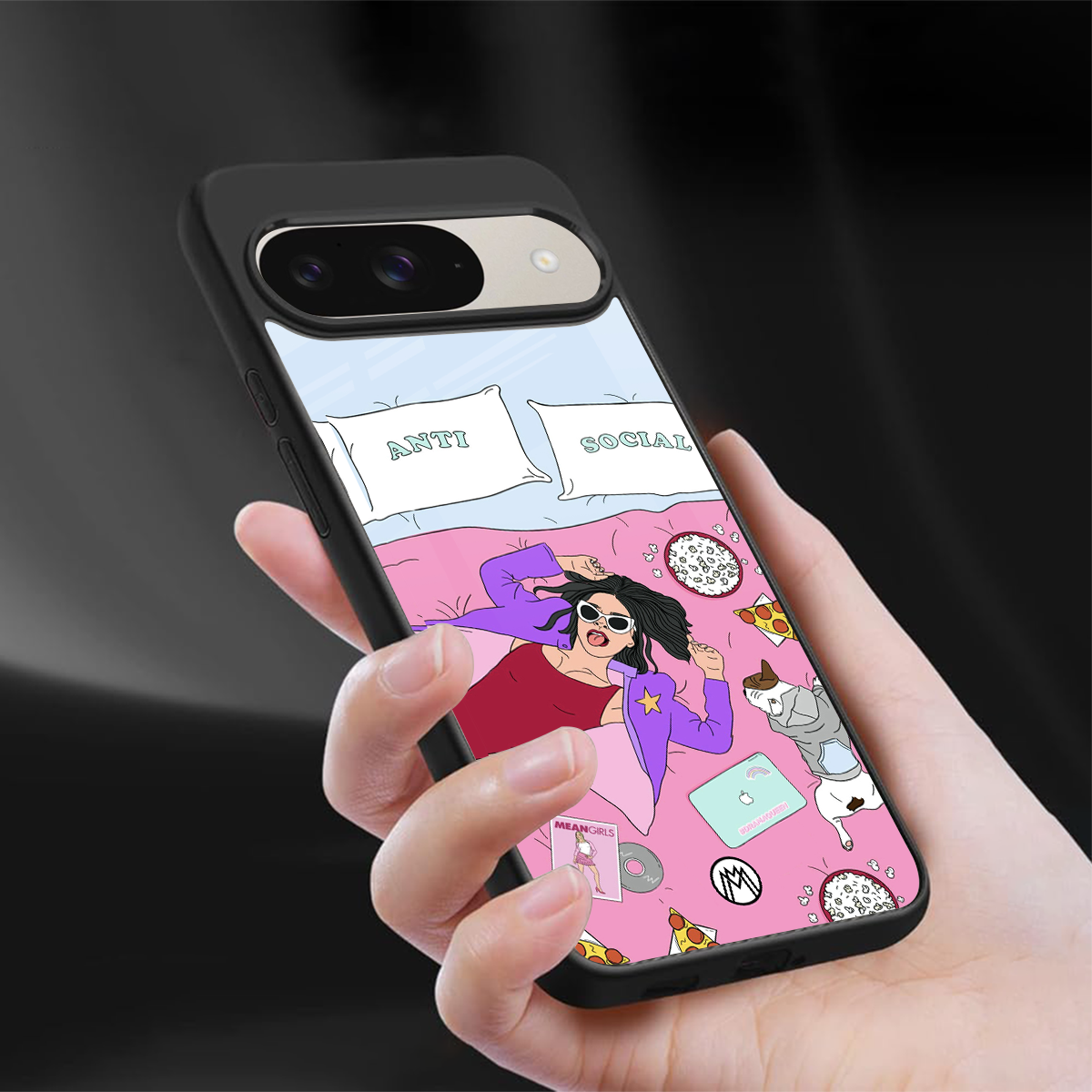 anti social chick girl back phone cover | glass case for google pixel 9