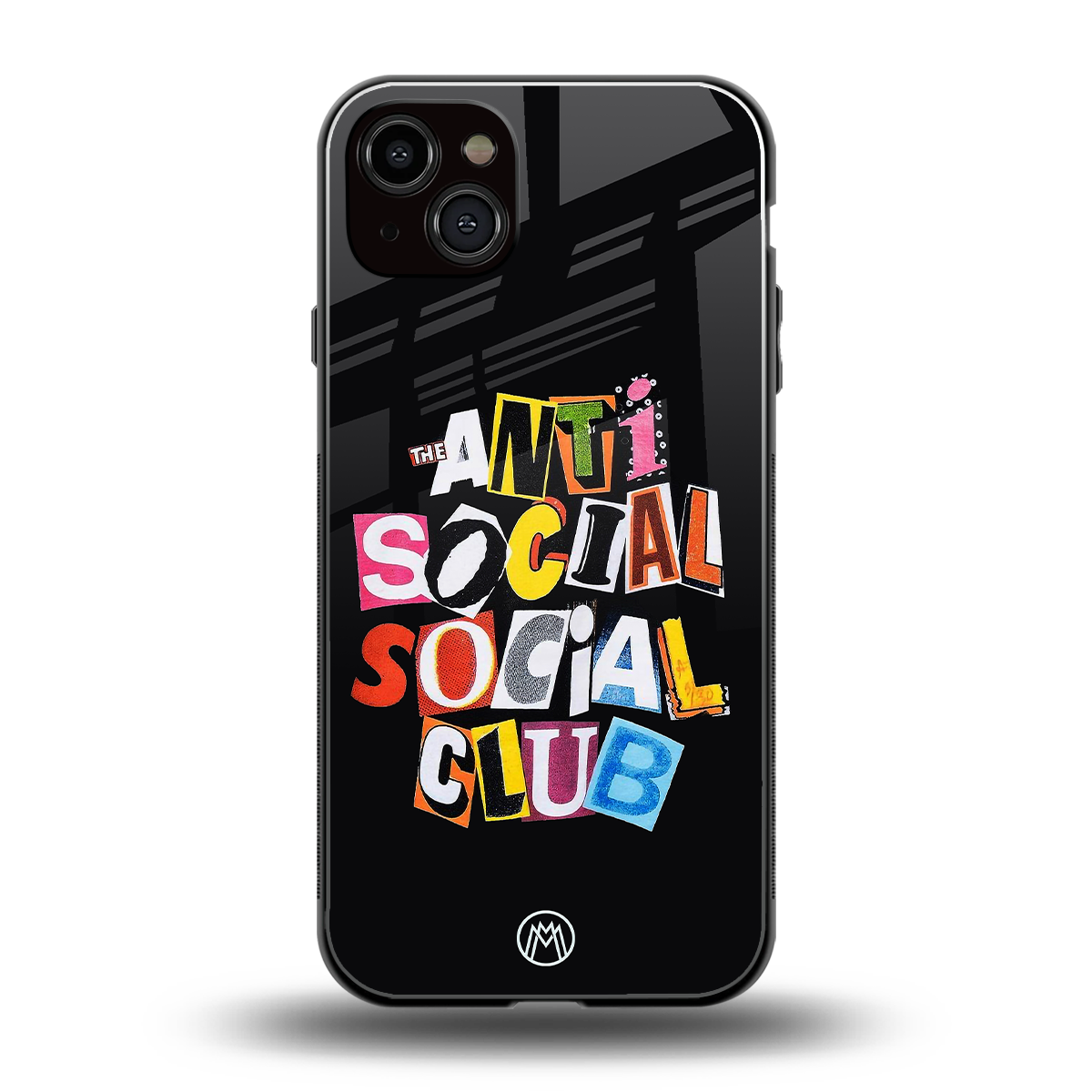 anti social club back phone cover | glass case for iphone 15 plus