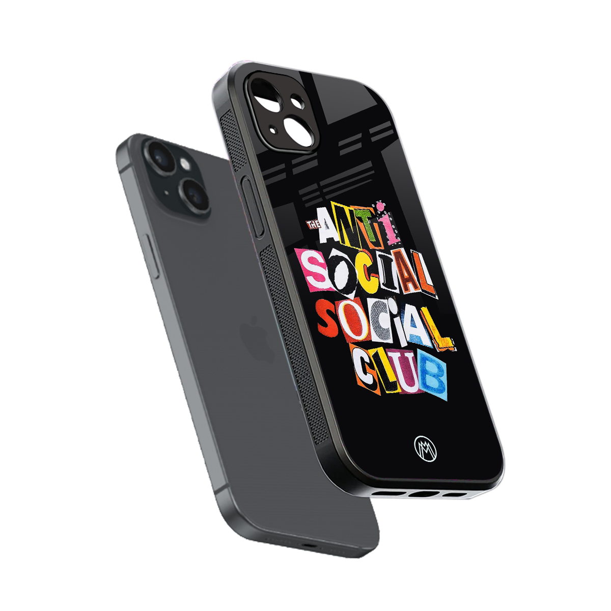anti social club back phone cover | glass case for iphone 15 plus