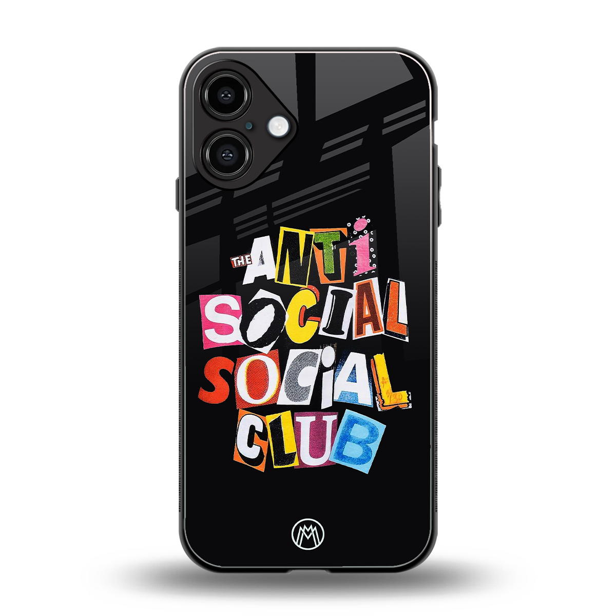 anti social club back phone cover | glass case for iphone 16 plus