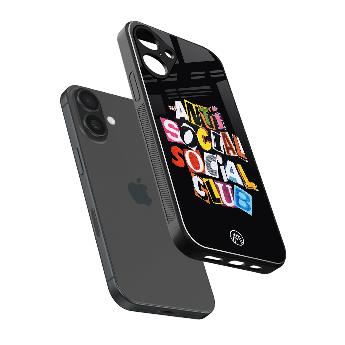 anti social club back phone cover | glass case for iphone 16 plus