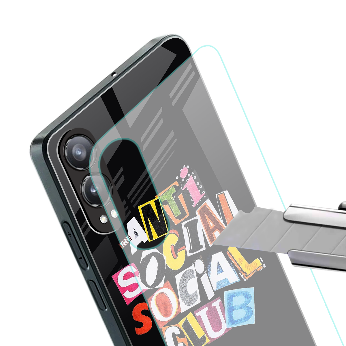 anti social club back phone cover | glass case for oneplus nord ce 4 lite