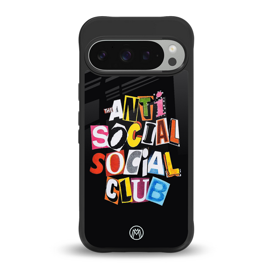 anti social club back phone cover | glass case for google pixel 9 pro