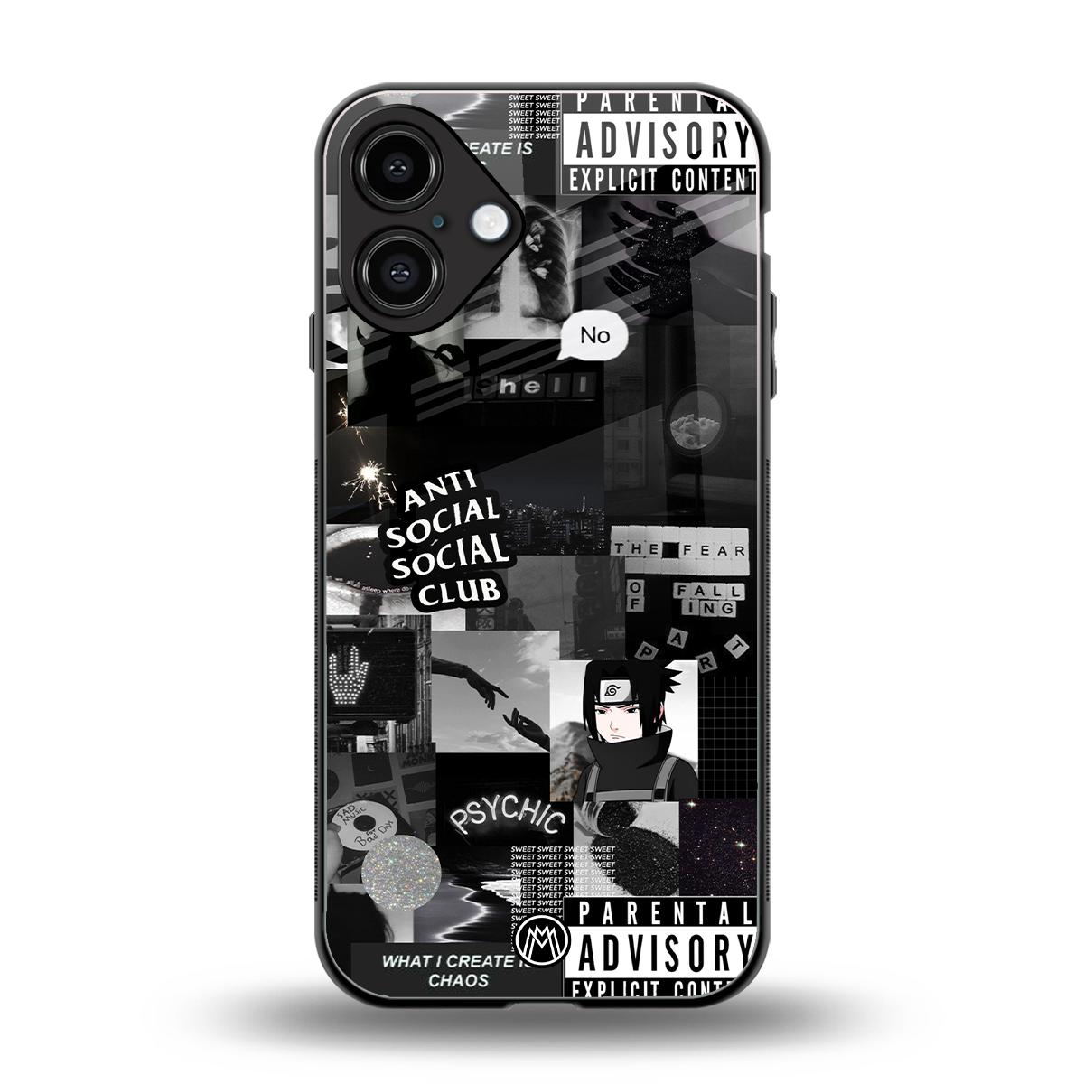 anti social social club dark edition back phone cover | glass case for iphone 16 plus