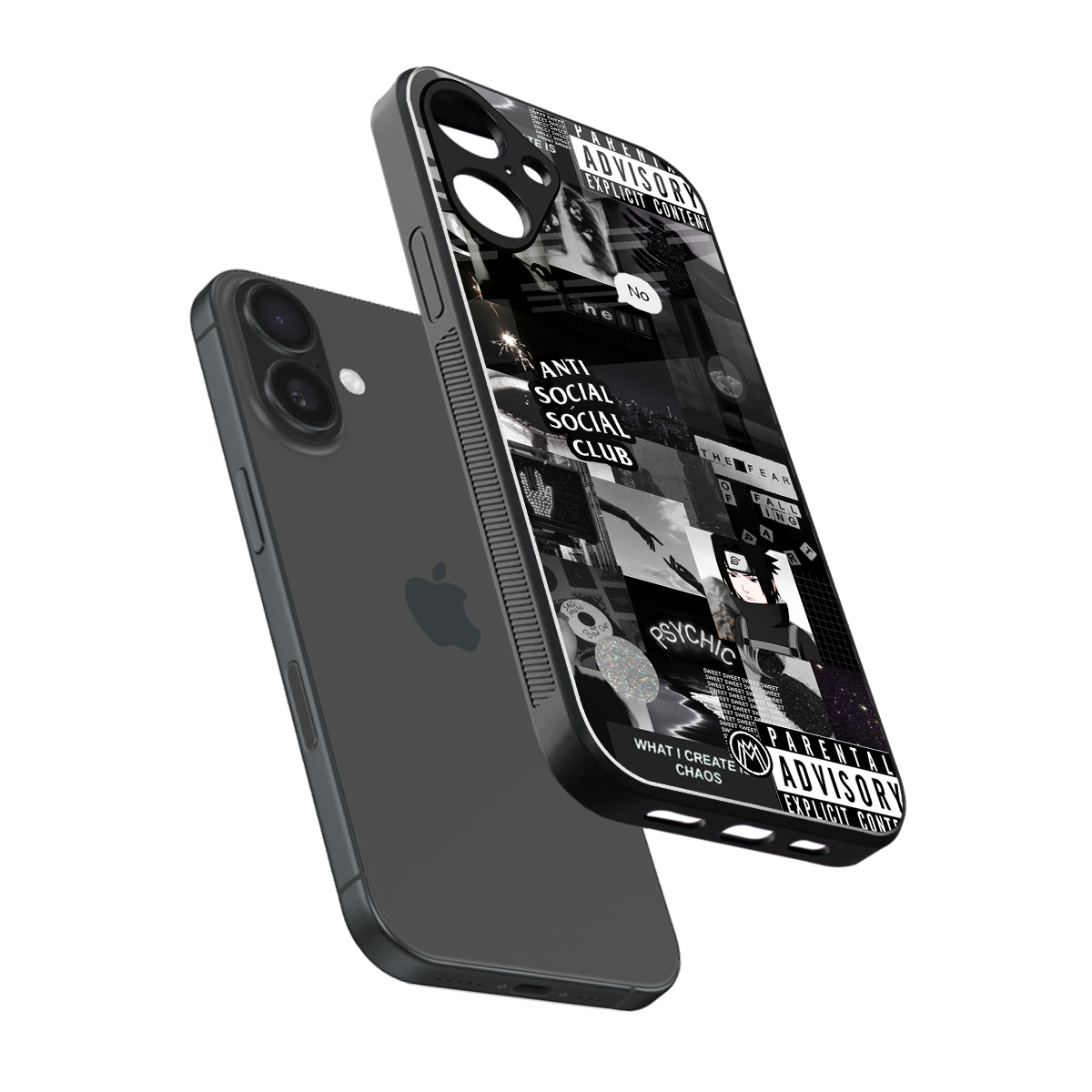 anti social social club dark edition back phone cover | glass case for iphone 16 plus