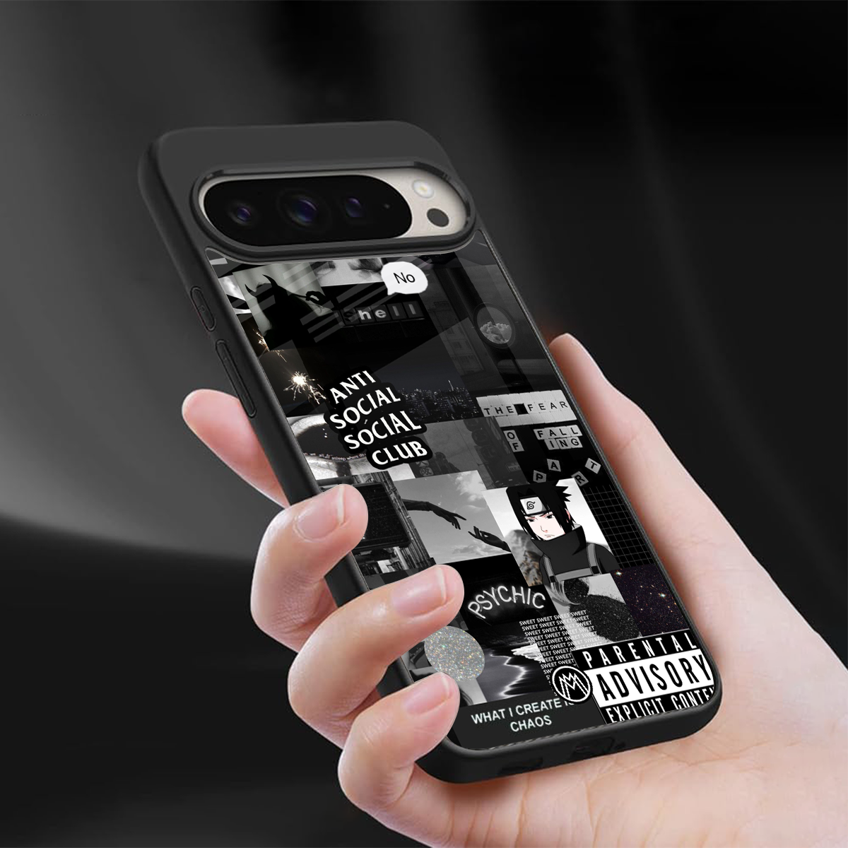 anti social social club dark edition back phone cover | glass case for google pixel 9 pro xl
