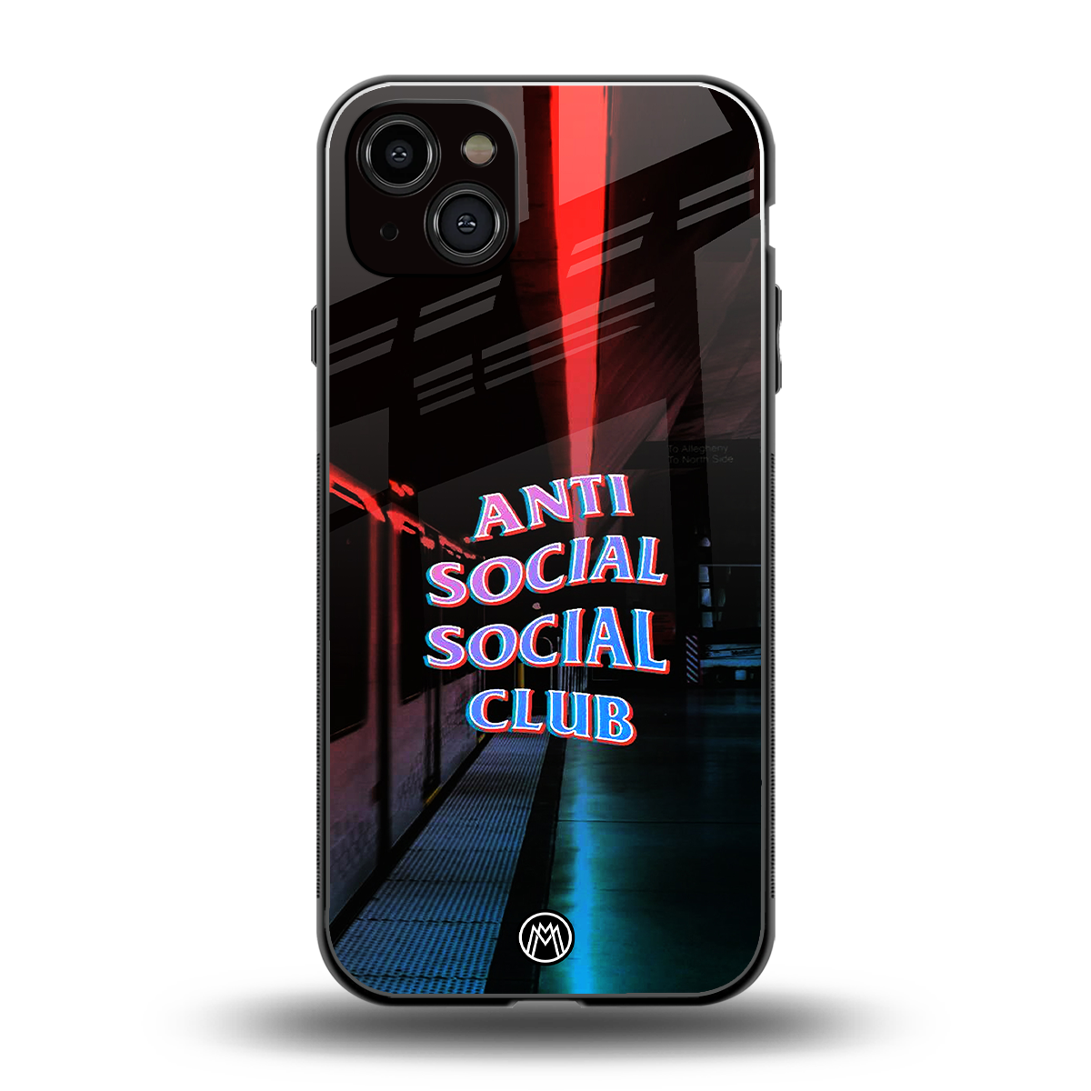 anti social social club back phone cover | glass case for iphone 15 plus