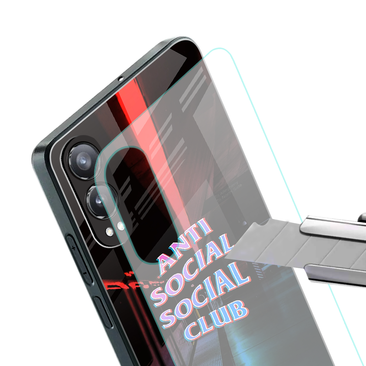 anti social social club back phone cover | glass case for oneplus nord ce 4 lite